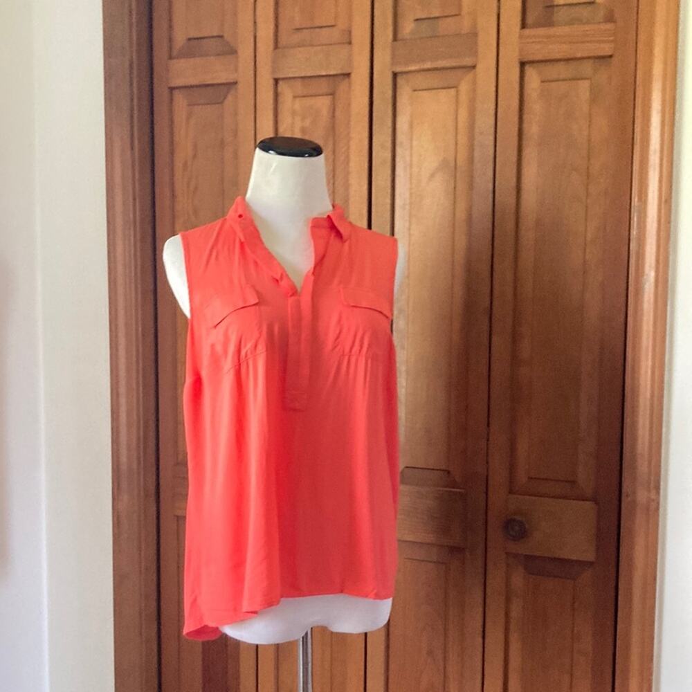 Cynthia Rowley Bright Peach Mixed Media Pullover, Size S
